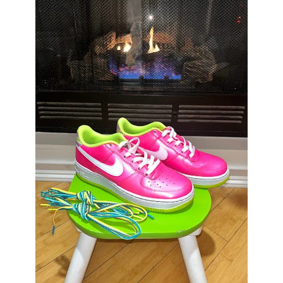 Nike Shoes - Nike Air Force 1 Low Pink Volt Aqua (GS) 6y